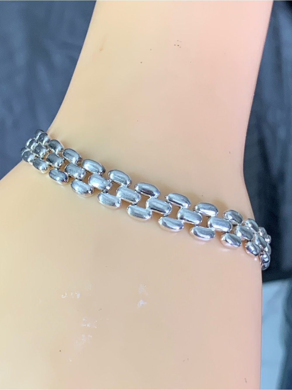 Heavy  Vintage FAS 925 Sterling Silver Men's Linked Bracelet  7.1/2” ~ 15g